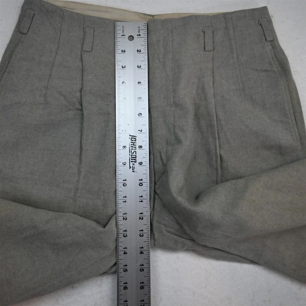 Vtg 1940s 1950s 30x32 Gray Flannel Wool High Waist Pleated‎ Baggy Dress Pants